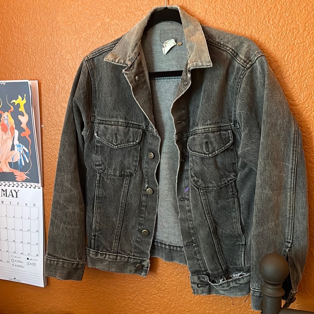 Vintage 90’s Distressed Black Denim Jacket
